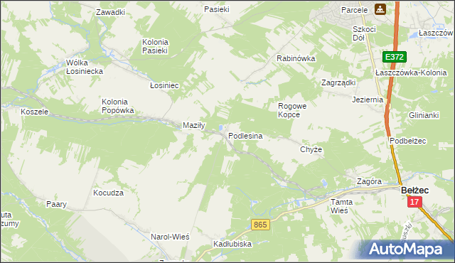 mapa Podlesina, Podlesina na mapie Targeo