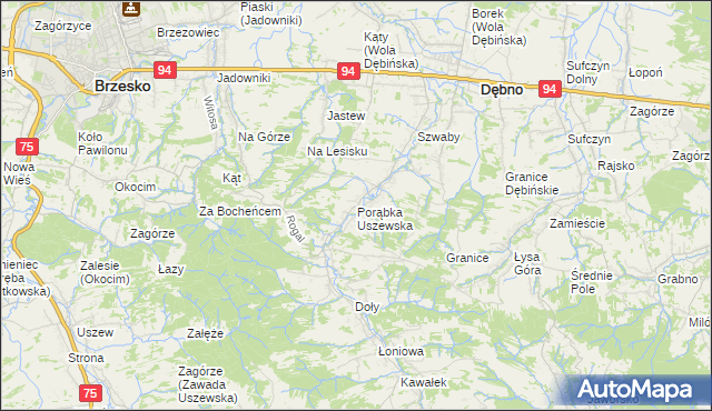 mapa Porąbka Uszewska, Porąbka Uszewska na mapie Targeo