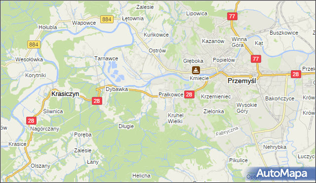 mapa Prałkowce, Prałkowce na mapie Targeo