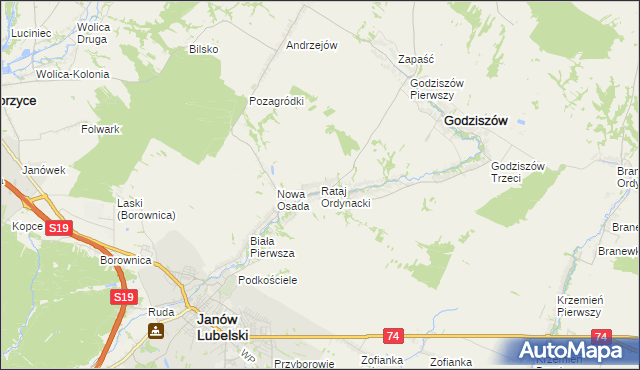 mapa Rataj Ordynacki, Rataj Ordynacki na mapie Targeo