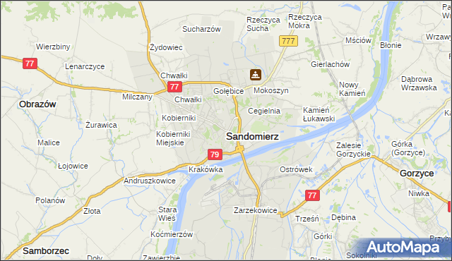 mapa Sandomierza, Sandomierz na mapie Targeo