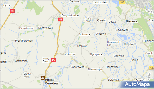 mapa Steblów gmina Cisek, Steblów gmina Cisek na mapie Targeo
