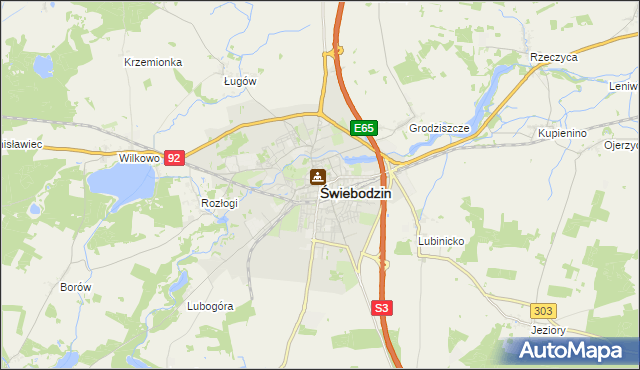 mapa Świebodzin, Świebodzin na mapie Targeo