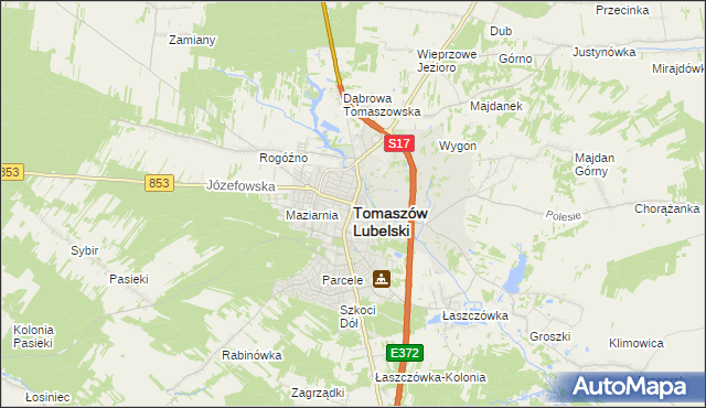 mapa Tomaszów Lubelski, Tomaszów Lubelski na mapie Targeo