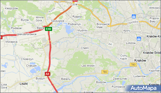 mapa Chełm gmina Kraków, Chełm gmina Kraków na mapie Targeo