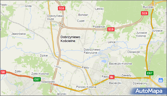 mapa Dobrzyniewo Fabryczne, Dobrzyniewo Fabryczne na mapie Targeo