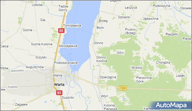 mapa Glinno Kolonia, Glinno Kolonia na mapie Targeo