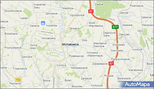 mapa Masłomiąca, Masłomiąca na mapie Targeo