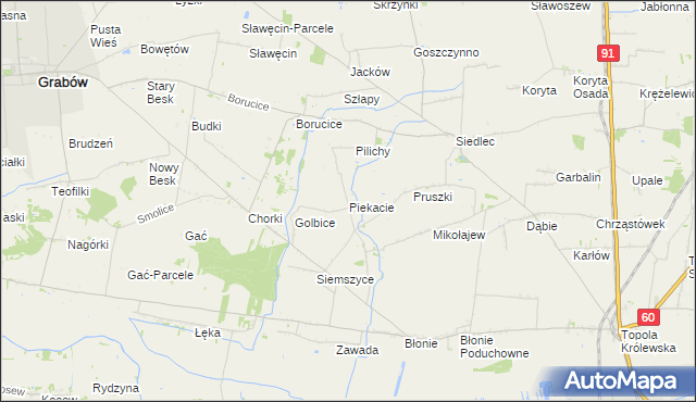 mapa Piekacie, Piekacie na mapie Targeo