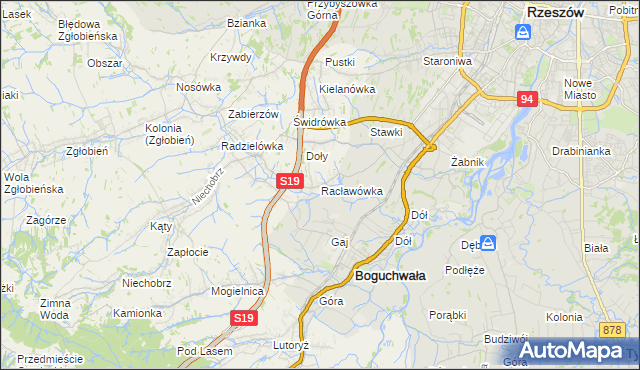 mapa Racławówka, Racławówka na mapie Targeo