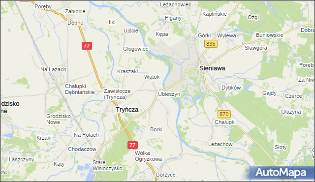 mapa Ubieszyn, Ubieszyn na mapie Targeo