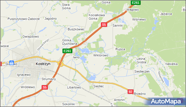 mapa Wiktorowo gmina Kostrzyn, Wiktorowo gmina Kostrzyn na mapie Targeo