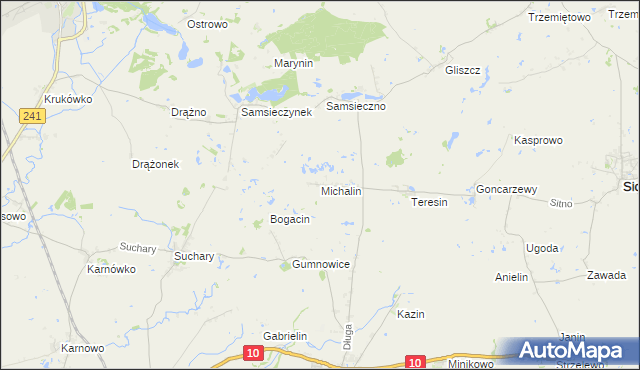 mapa Michalin gmina Nakło nad Notecią, Michalin gmina Nakło nad Notecią na mapie Targeo