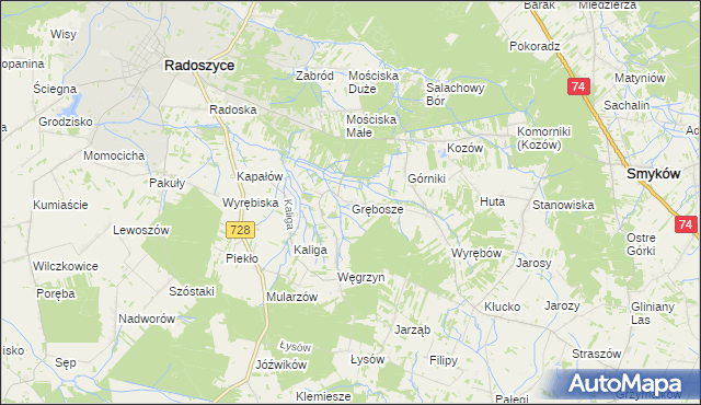 mapa Grębosze, Grębosze na mapie Targeo