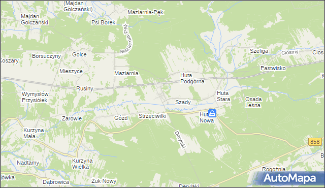 mapa Huta Krzeszowska, Huta Krzeszowska na mapie Targeo