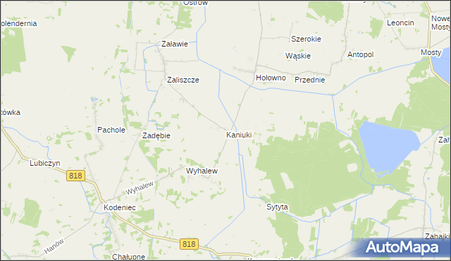 mapa Kaniuki gmina Podedwórze, Kaniuki gmina Podedwórze na mapie Targeo