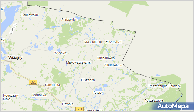 mapa Michałówka gmina Rutka-Tartak, Michałówka gmina Rutka-Tartak na mapie Targeo