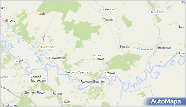 mapa Nowe Krzewo gmina Piątnica, Nowe Krzewo gmina Piątnica na mapie Targeo
