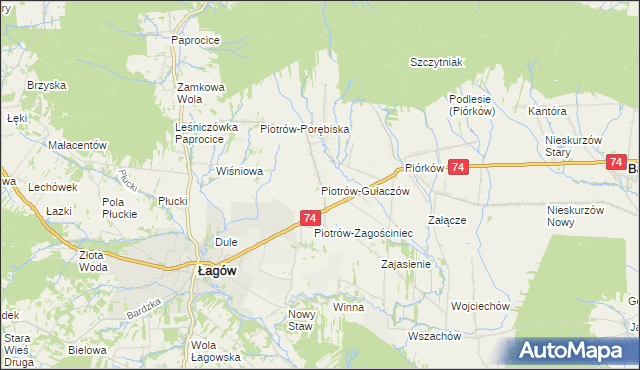mapa Piotrów-Gułaczów, Piotrów-Gułaczów na mapie Targeo