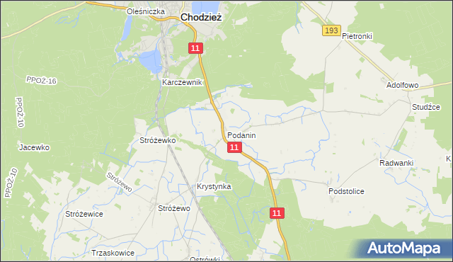 mapa Podanin, Podanin na mapie Targeo