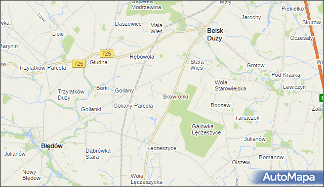 mapa Skowronki gmina Belsk Duży, Skowronki gmina Belsk Duży na mapie Targeo