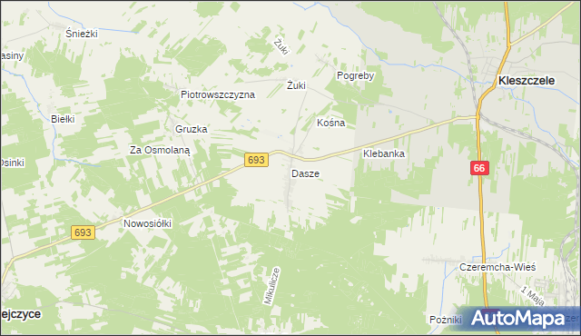 mapa Dasze, Dasze na mapie Targeo