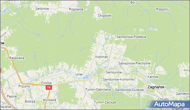 mapa Kołomań, Kołomań na mapie Targeo
