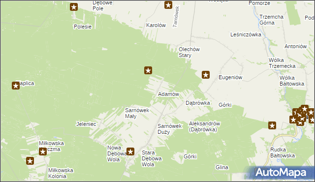mapa Adamów gmina Sienno, Adamów gmina Sienno na mapie Targeo