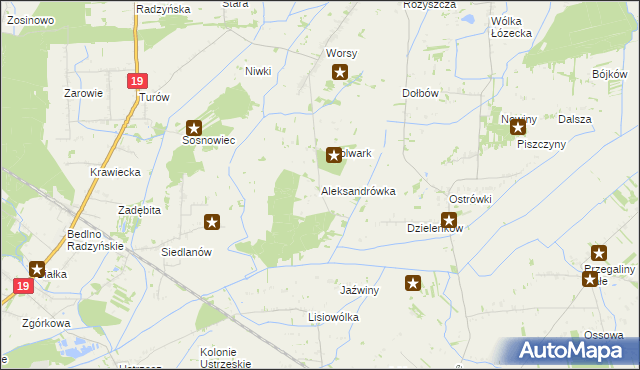 mapa Aleksandrówka gmina Drelów, Aleksandrówka gmina Drelów na mapie Targeo