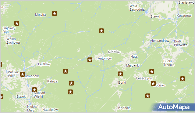 mapa Antoniów gmina Chlewiska, Antoniów gmina Chlewiska na mapie Targeo