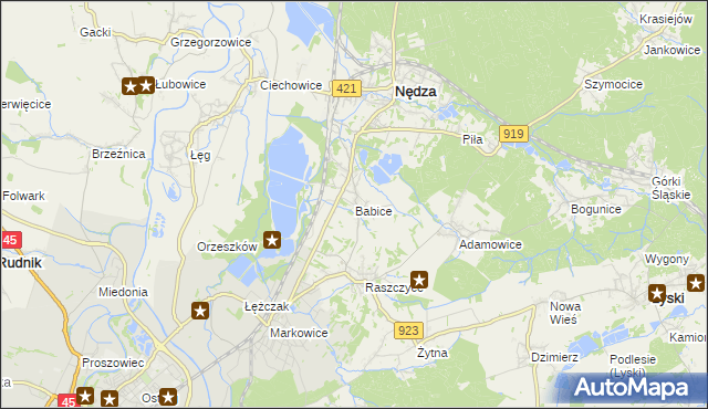 mapa Babice gmina Nędza, Babice gmina Nędza na mapie Targeo