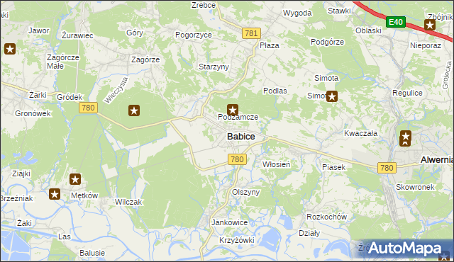 mapa Babice powiat chrzanowski, Babice powiat chrzanowski na mapie Targeo