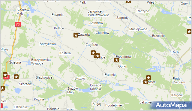 mapa Balice gmina Gnojno, Balice gmina Gnojno na mapie Targeo