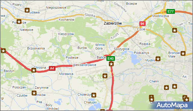 mapa Balice gmina Zabierzów, Balice gmina Zabierzów na mapie Targeo