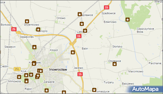mapa Balin gmina Inowrocław, Balin gmina Inowrocław na mapie Targeo