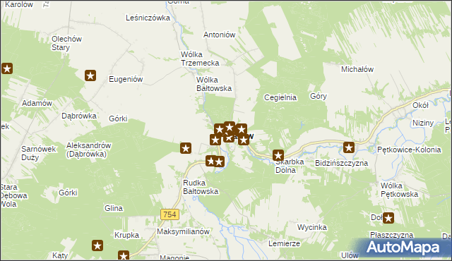 mapa Bałtów powiat ostrowiecki, Bałtów powiat ostrowiecki na mapie Targeo