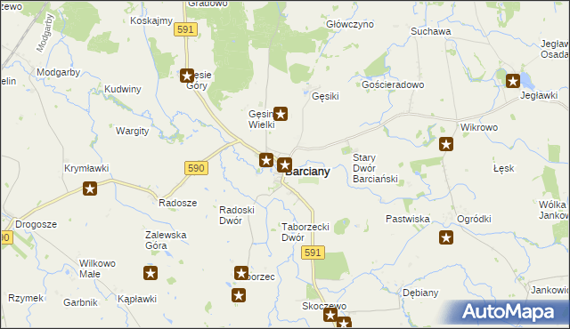 mapa Barciany, Barciany na mapie Targeo