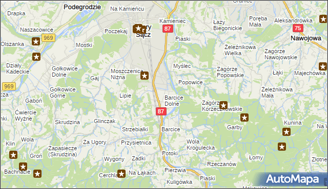 mapa Barcice Dolne, Barcice Dolne na mapie Targeo