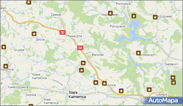 mapa Barcinek, Barcinek na mapie Targeo