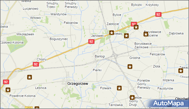 mapa Barłogi gmina Grzegorzew, Barłogi gmina Grzegorzew na mapie Targeo