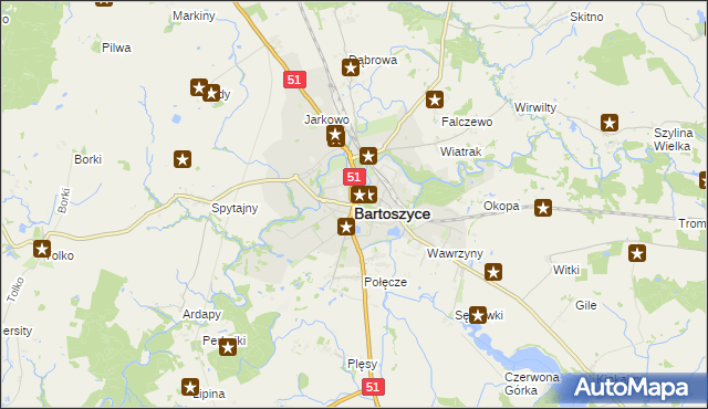 mapa Bartoszyce, Bartoszyce na mapie Targeo
