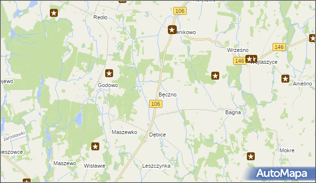 mapa Bęczno, Bęczno na mapie Targeo