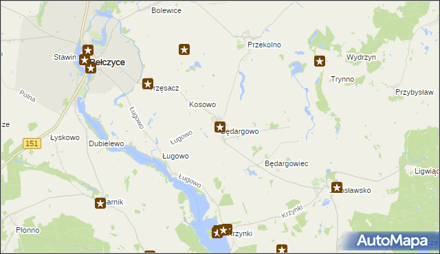 mapa Będargowo gmina Pełczyce, Będargowo gmina Pełczyce na mapie Targeo