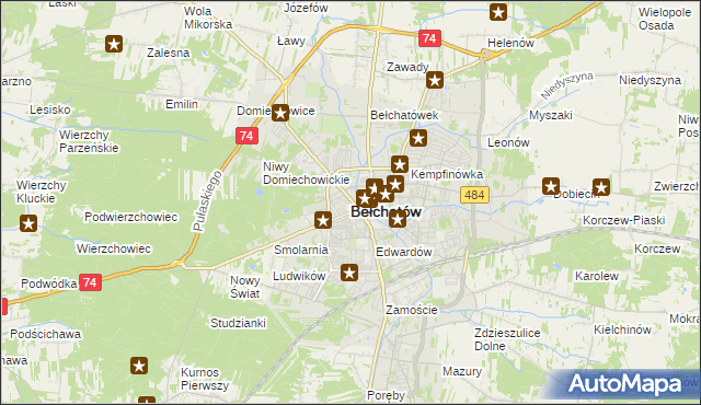 mapa Bełchatów, Bełchatów na mapie Targeo
