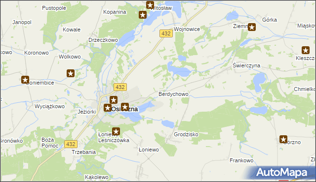 mapa Berdychowo gmina Osieczna, Berdychowo gmina Osieczna na mapie Targeo