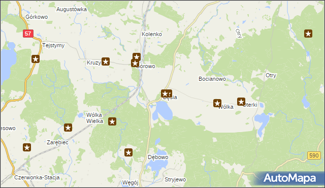 mapa Bęsia, Bęsia na mapie Targeo