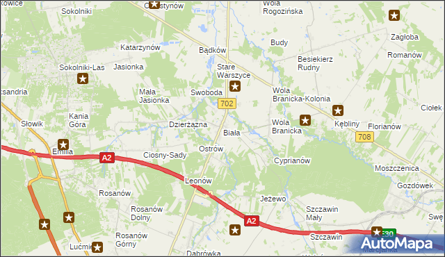 mapa Biała gmina Zgierz, Biała gmina Zgierz na mapie Targeo