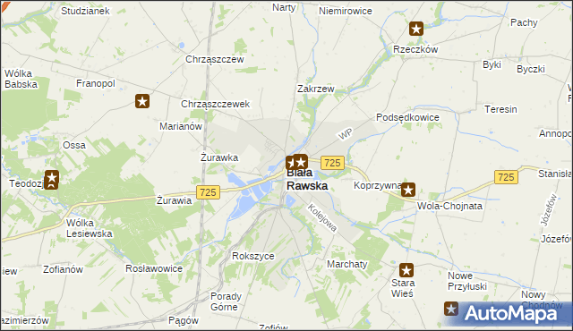 mapa Biała Rawska, Biała Rawska na mapie Targeo