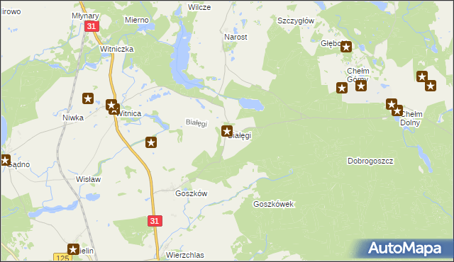 mapa Białęgi gmina Chojna, Białęgi gmina Chojna na mapie Targeo