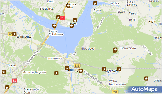 mapa Białobrzegi gmina Nieporęt, Białobrzegi gmina Nieporęt na mapie Targeo